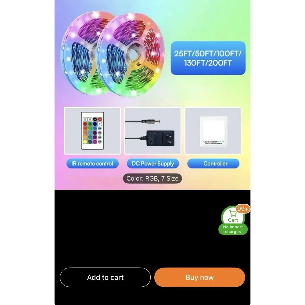 25 Ft LED Strip Lights, Smart Light with App Remote Control, RGB LED 2ROLL100ft